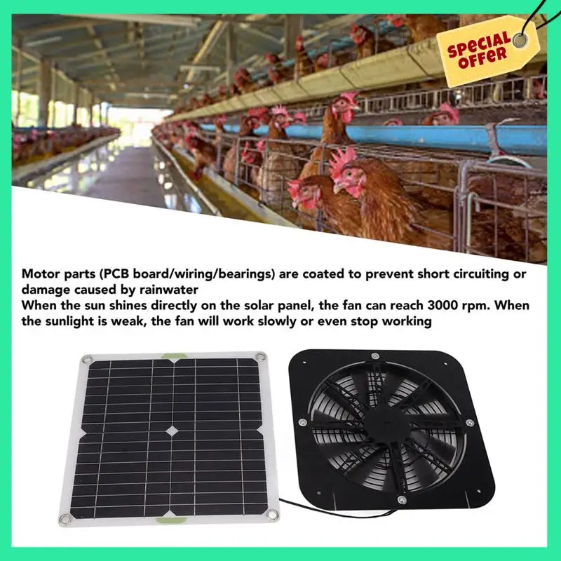 

-A14E Mono-Polycrystalline Solar Panel With 13.5 Inches Exhaust Fan Bracket Photovoltaic Fan Ventilation Cooling Solar Panel