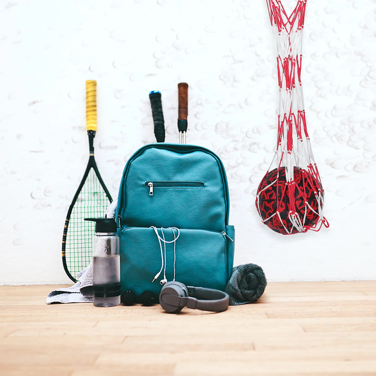 スポーツメッシュボールバッグ ポータブルバスケットボール/フットボール収納オーガナイザー キャリーストラップ付き アウトドアキャリア フットボールコンテナバッグ