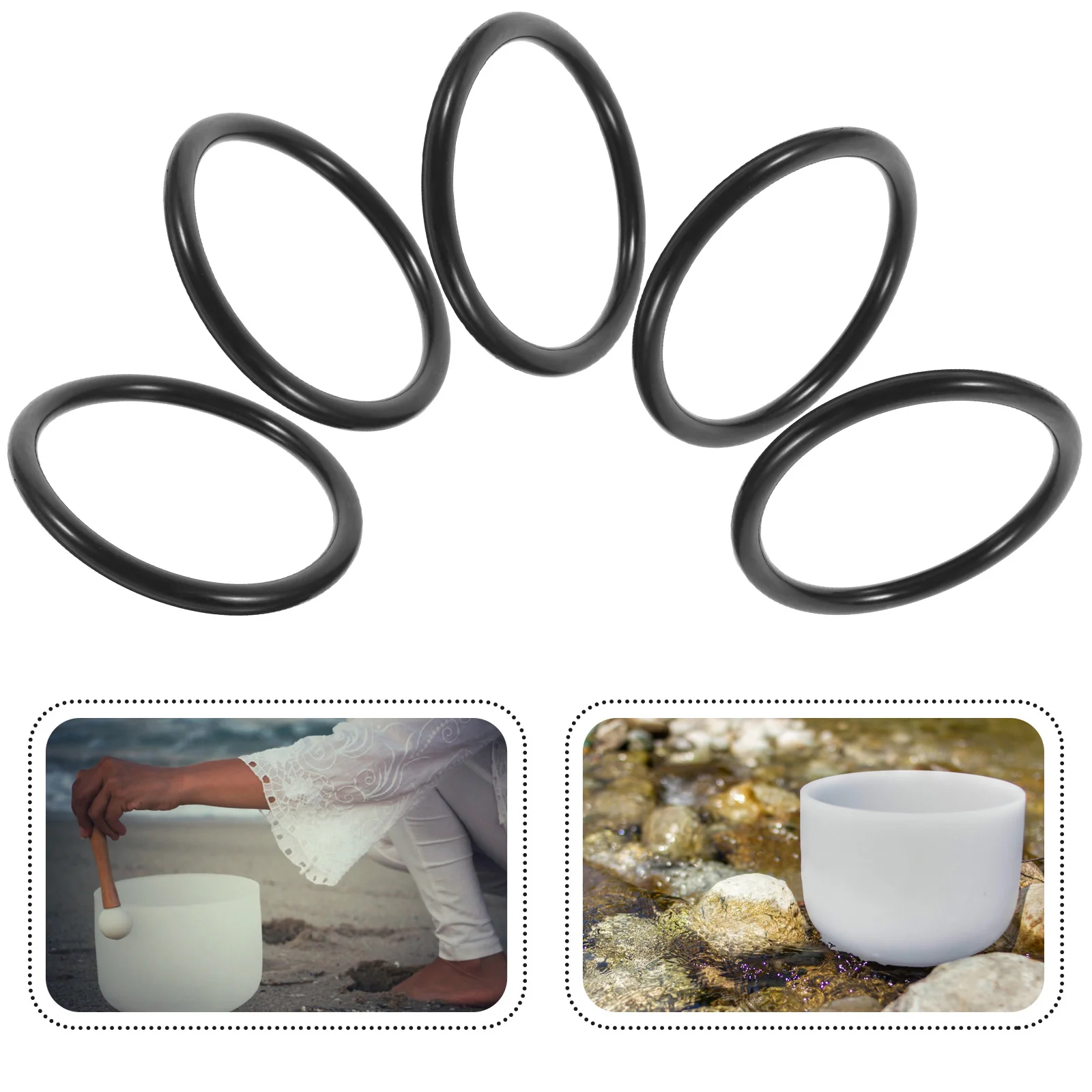 

5pcs Music Bowl Washer Sound Cushion Rubber Gasket for Singing Bowl Tibetan Bowls Accessory Yoga Mat Elastic Protective