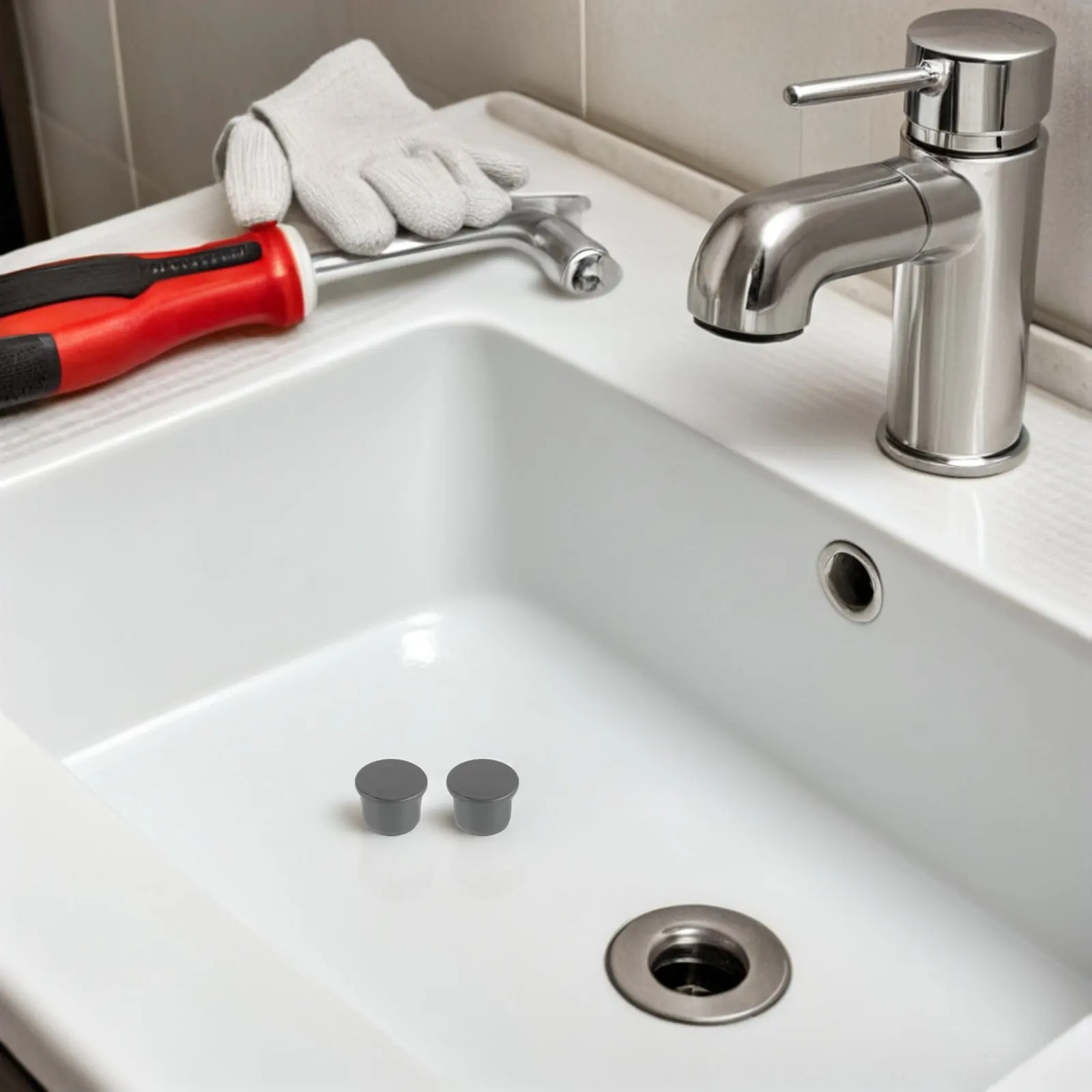 2Pcs Sink Overflow Cover Plastic Drain Hole Cap Basin Spillover Plug Kitchen Sink Hole Insert Bathroom Overflow Cover