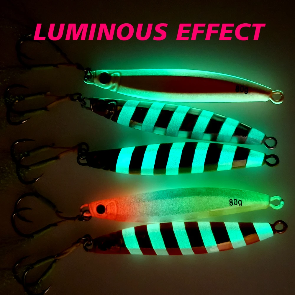 TOLU New 30g/40g/60g/80g Fast Sinking Jigging Fishing Lure Laser Paper Coating Luminous Jig Lure Sea Fishing Trolling Jigging image 3