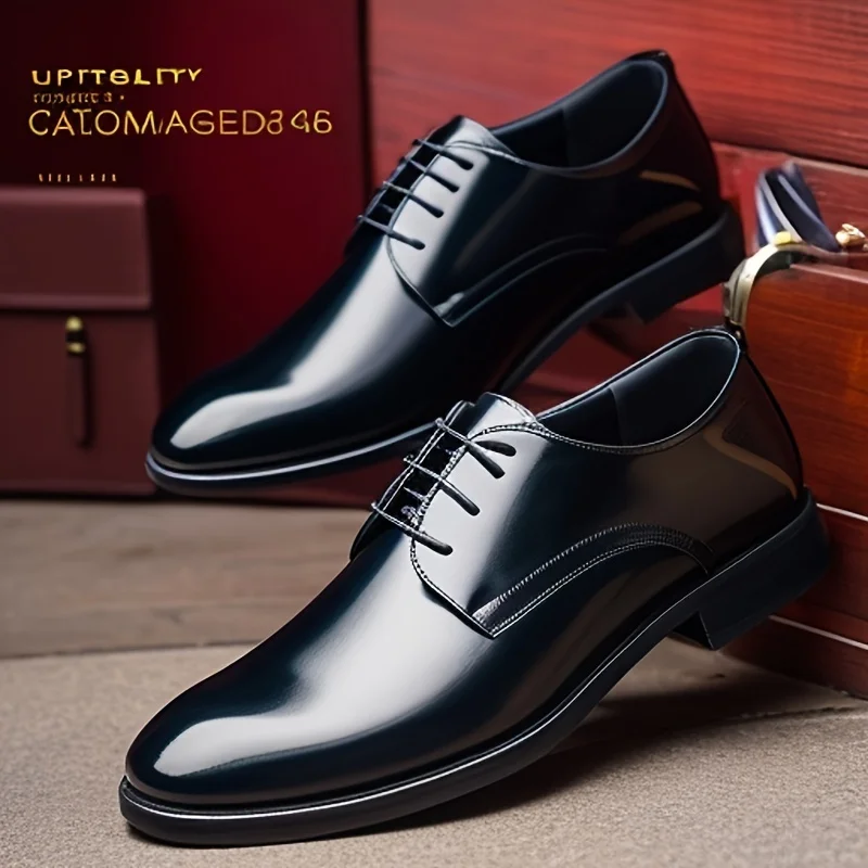 Solid Dress Shoes With Microfiber  Uppers, Breathable Wear-resistant Non Slip Lace-up Shoes For Business Office