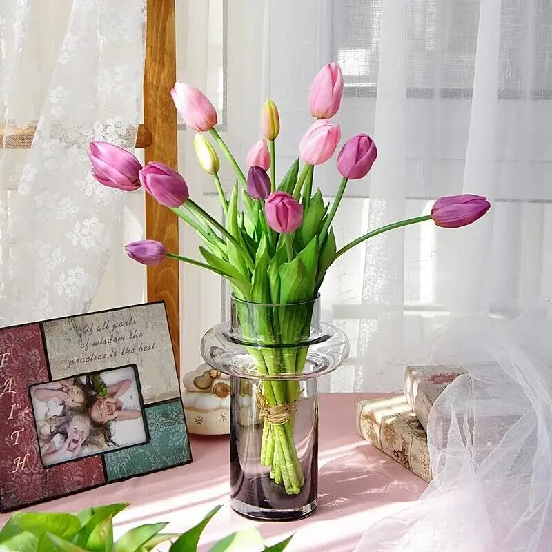 

Tulip Bud Bouquet (5PCS/Bunch) 46CM Silicone Real Touch High Quality Calla Home Decoration Gift Artificial Flower Wedding INDIGO