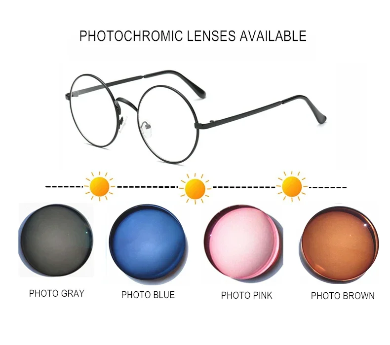 Myopie Rezept-0,5 zu-10 Runde Legierung Rahmen Männer Frauen Kurze Kurzsichtig Brillen Photochrome Anti Blue Ray UF29 – Detail 4