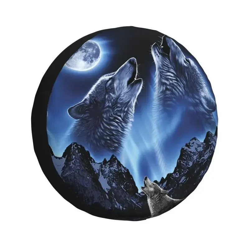 Wolves Howling Moon Spare Tire Cover for Jeep Mitsubishi Pajero SUV RV 4WD Car Wheel Protectors Accessories 14