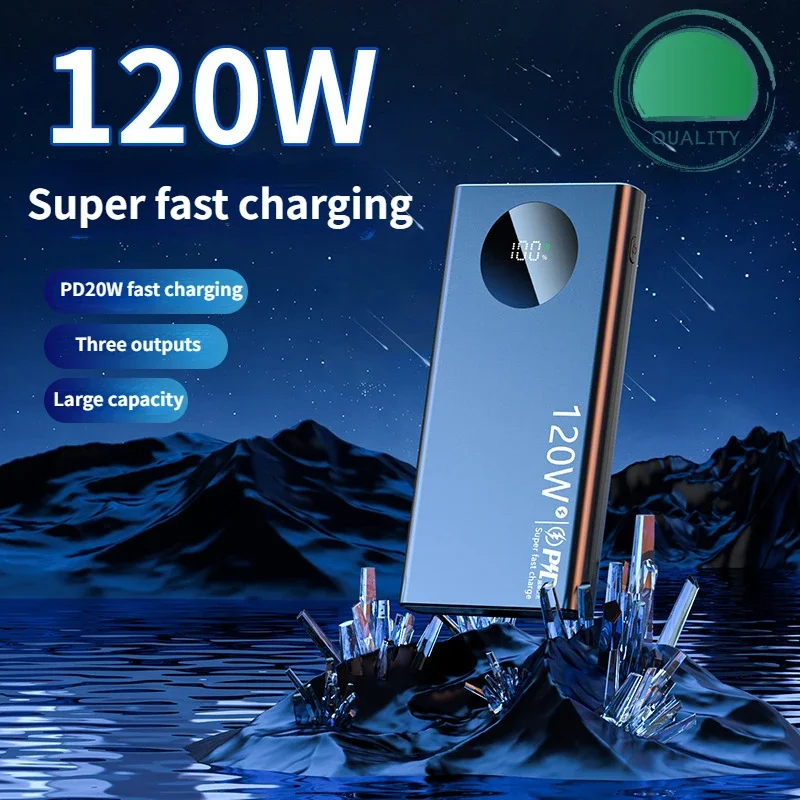 

2025 New 50000mAh Portable Power Bank 120W Fast Charger Backup Battery Smart Power Display for IPhone Samsung Xiaomi