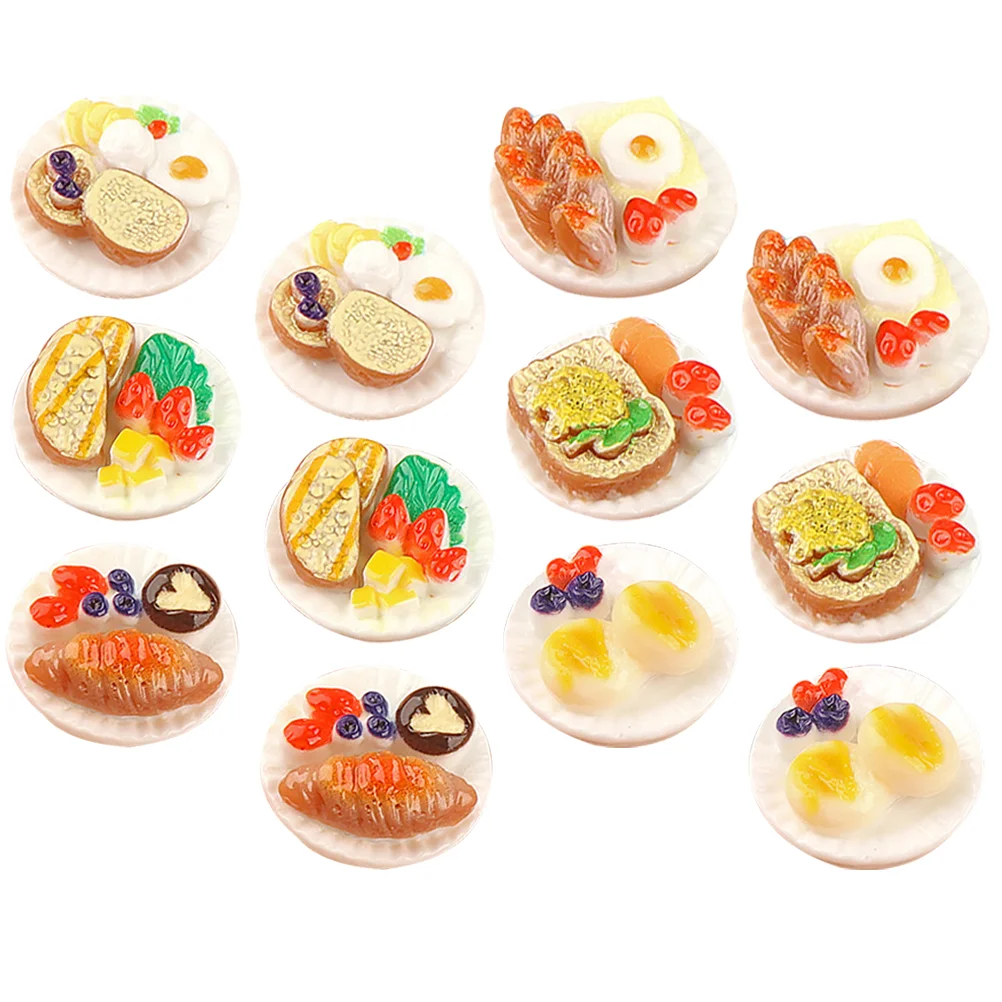 12 Pcs Simulated Food Mini Dessert Model House Miniature Toy Resin Snack Tiny Cake Decorations