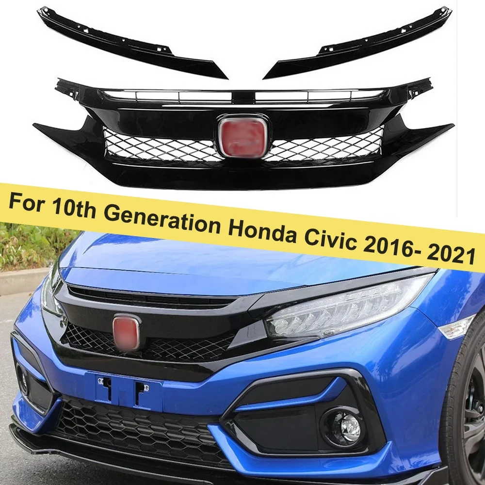 For 10th Generation Honda Civic 2016-2018 2019-2020 2021 Front Hood Grille Racing Bumper Grill Car Modification Protection Kit