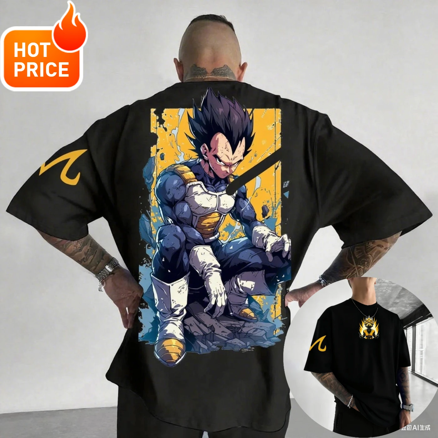 2026 New Dragon Ball Vegeta Printed Short Sleeve T-shirt Men's and Women's T-shirt Men's Tops Sports T-shirt Harajuku Streetwear