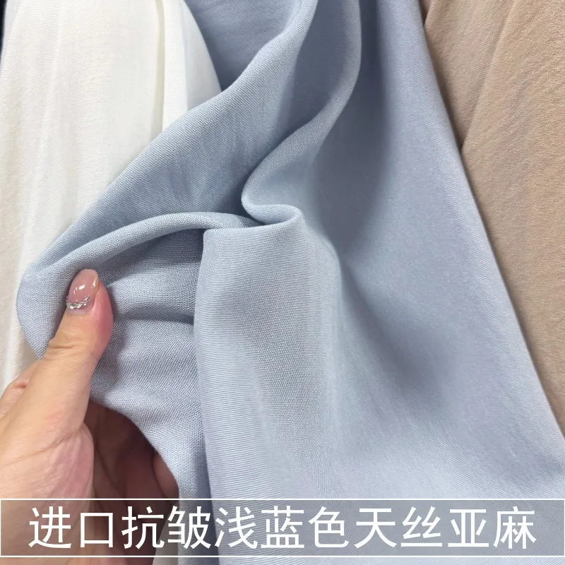 2Meters Drape-proof and Skin-friendly Light Blue Linen Casual Pants Wide-leg Pants Dress Anti-wrinkle Linen Summer