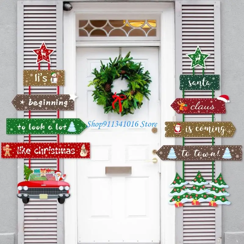  User Friendly Santa Decoration Paper Door Hanger Easy Install Holiday Indoors Outdoor Decors Christmas Party Door Garlands