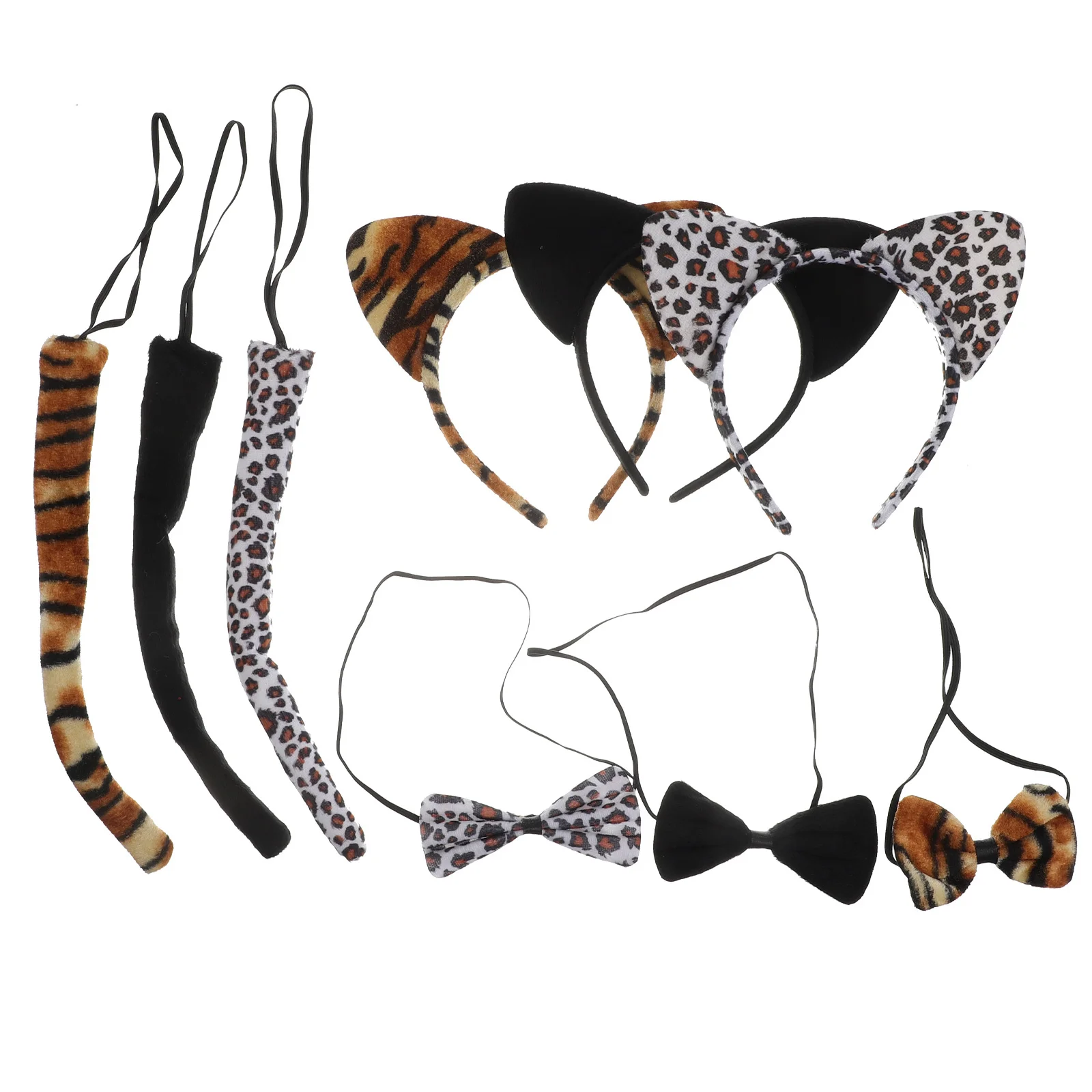 

9Pcs Animal Headband with Tail Fun Bowknot Ears Hairband Kids Costume Party Accessory Comfortable Wear for Holiday Cosplay