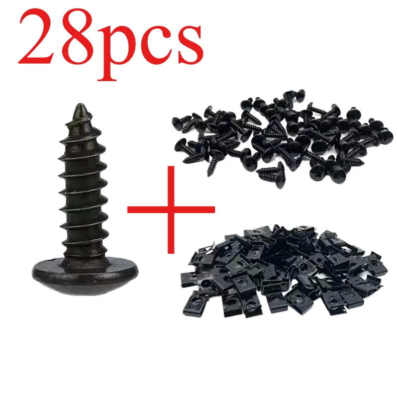 28pcs Motorcycles,electric vehicles,self tapping screws,plastic parts,shells, iron clips,self tapping screws, nuts cards buckles