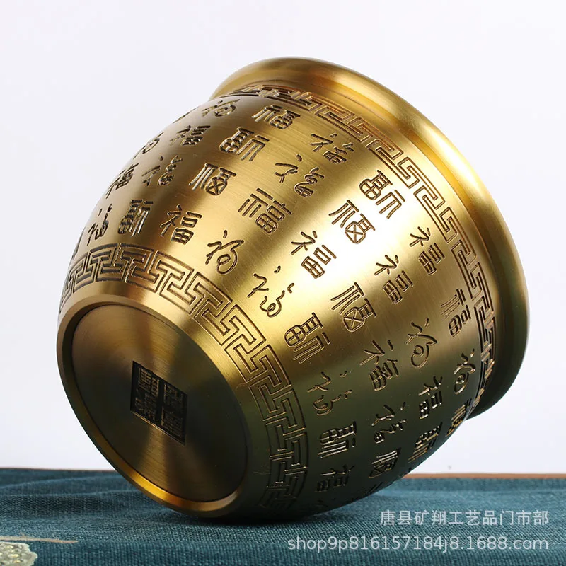 Hundred Blessings , Wire Carving, Golden Toad Pressing , Rice , Made, Decorative Ornament, Brass Jar