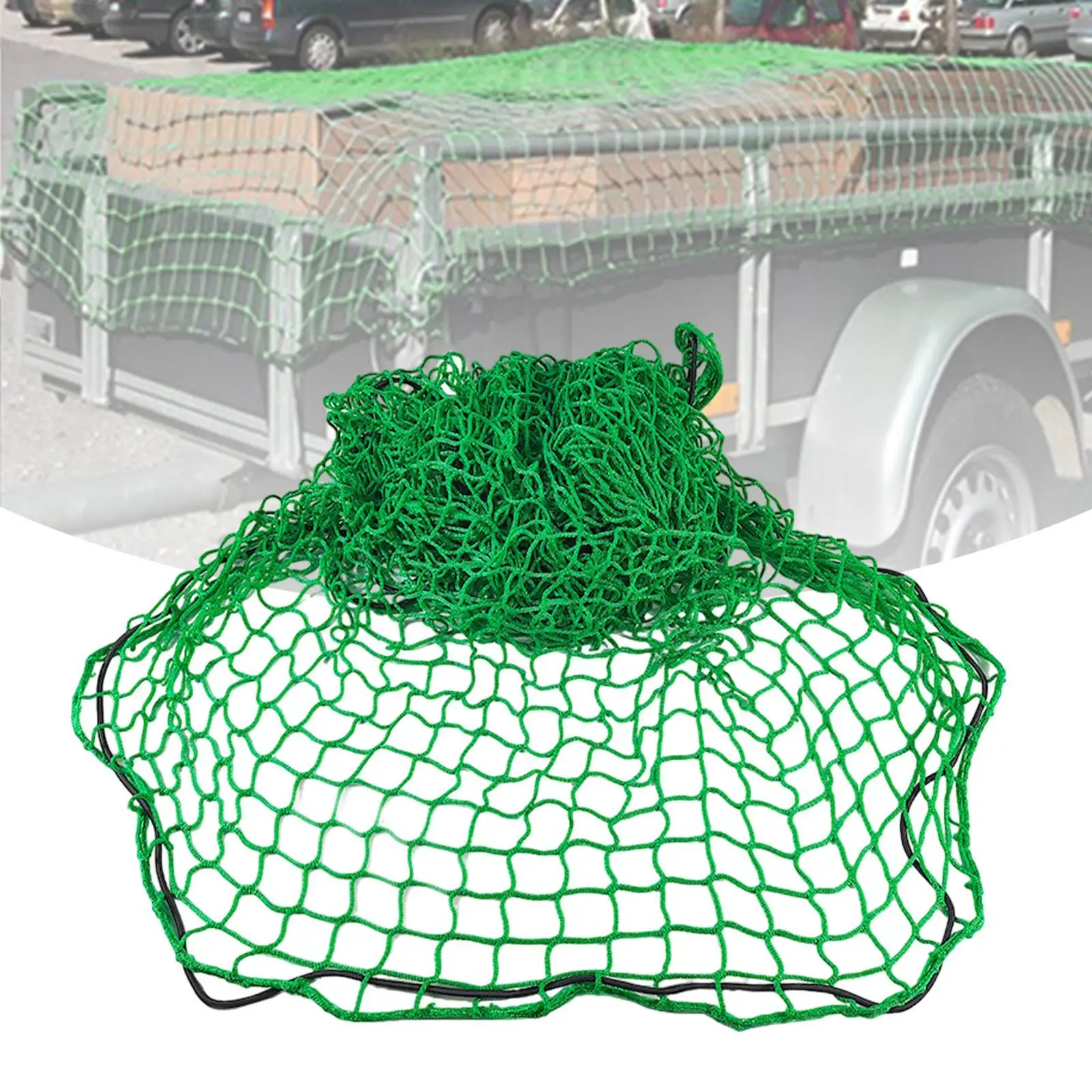 Durable Nylon Trailer Cargo Net Green Mesh Truck Bed Pickup Trunk Net for Camping and Travel
