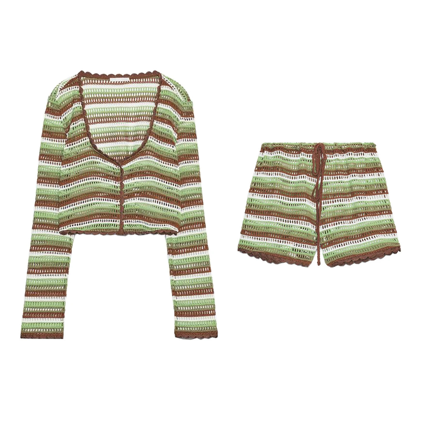 V-Ne Long Sve tricoté Jaet avec ceinture pantalon ort décontracté ensemble deux pièces fibre de Polyester poire singe corps pe