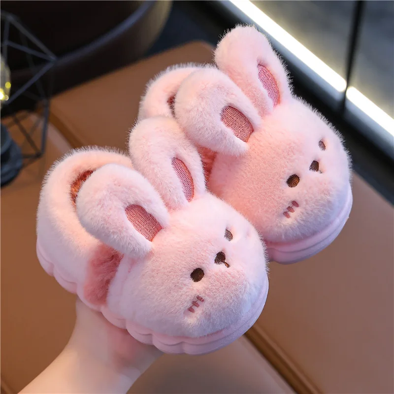 Pantoufles de glouton pour enfants, animaux KrasnoRabbit, semelle souple en peluche, dessin animé chaud, chaussures de maison pour enfants, garçons et filles, 4T-16T, hiver