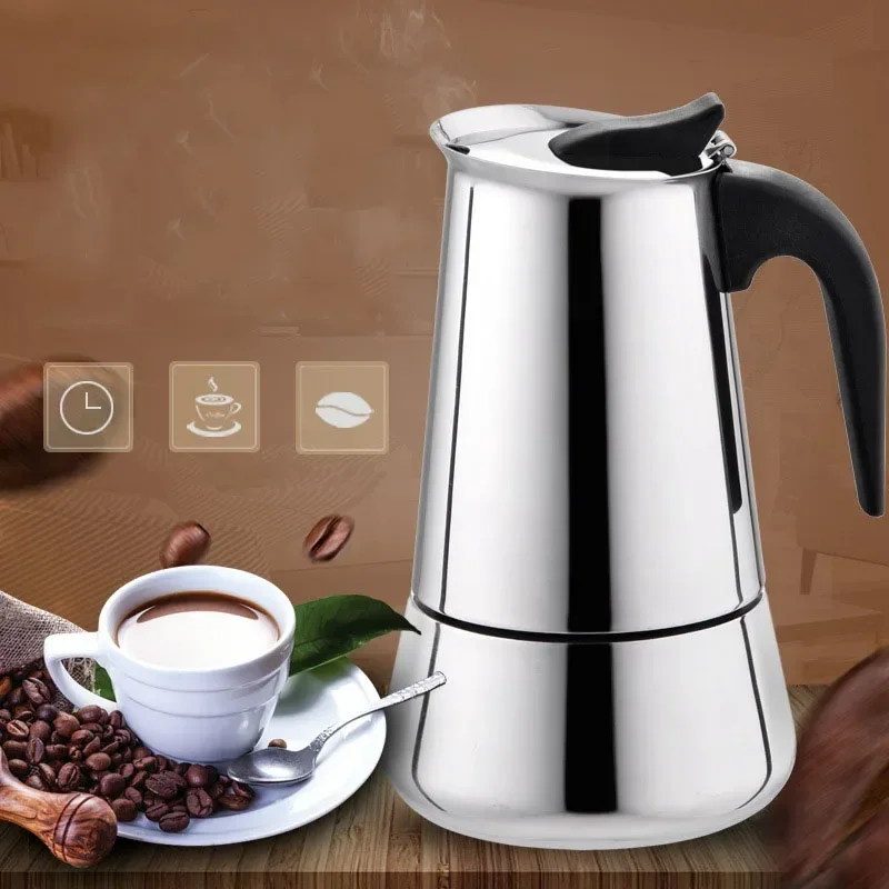 600ml Classic Stainless Steel304 Bar Percolator Office Family Coffee Machine Cappuccino Octagonal Mocha Latte Pot Espresso Maker