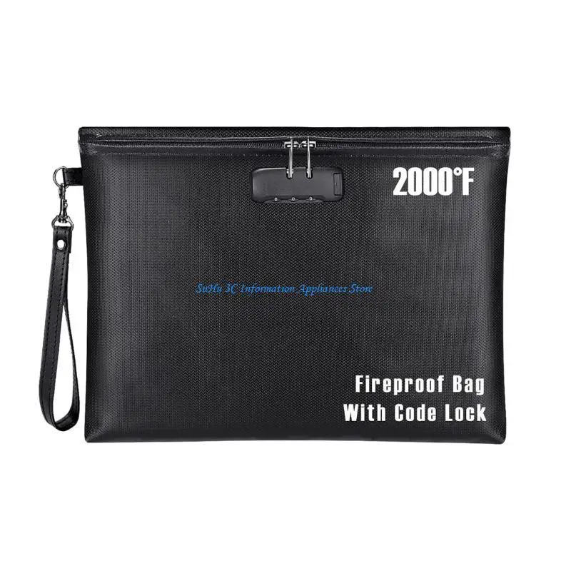  Temperature Resistant Document Case Money Bag File Pouches with Code Lock for Money Files Documents, Jewelry Valuables