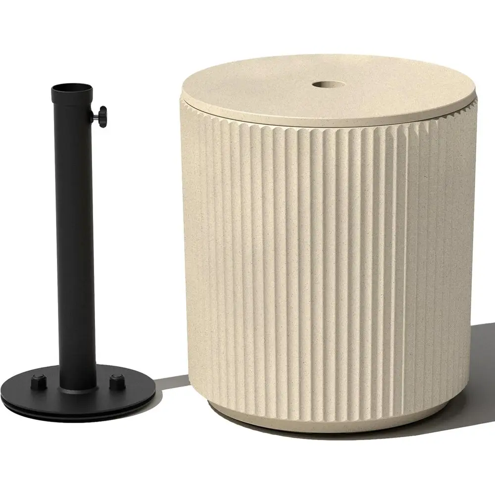 

Umbrella Side Table - Outdoor Patio Table with Umbrella Hole or Porch/Patio | Durable Plastic-Stone Composite Material & Easy As