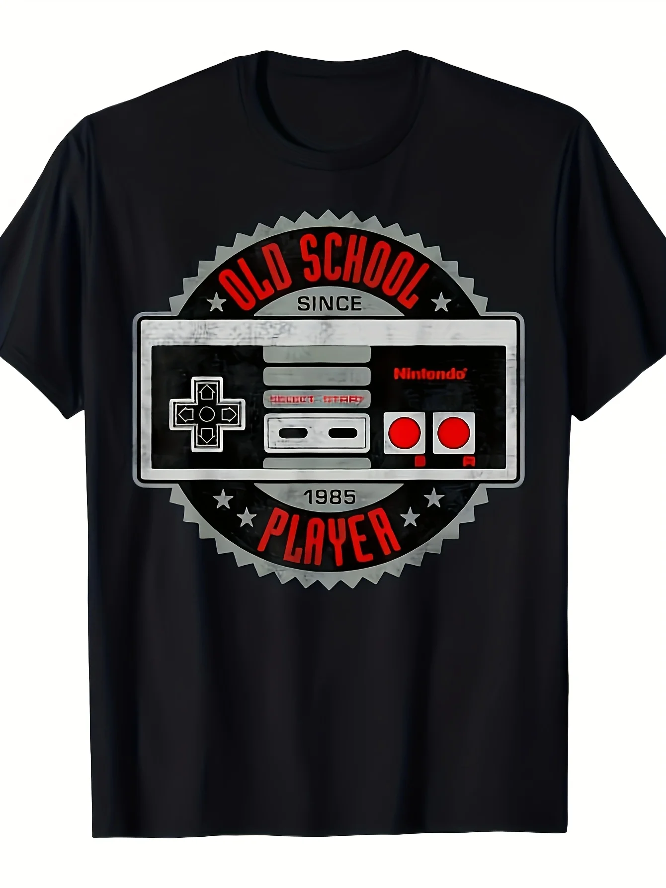 

Men's Retro NES Player Graphic T-Shirt - "Old School Since 1985" Design, Classic Gaming Console Print, Short Sleeve Crew Neck,