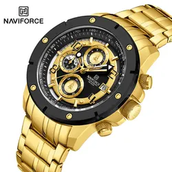 NAVIFORCE Men Watch Top Brand Luxury Calendar Quartz Mens Watches Waterproof Chronograph Wristwatch Full Steel Luminous Pointer