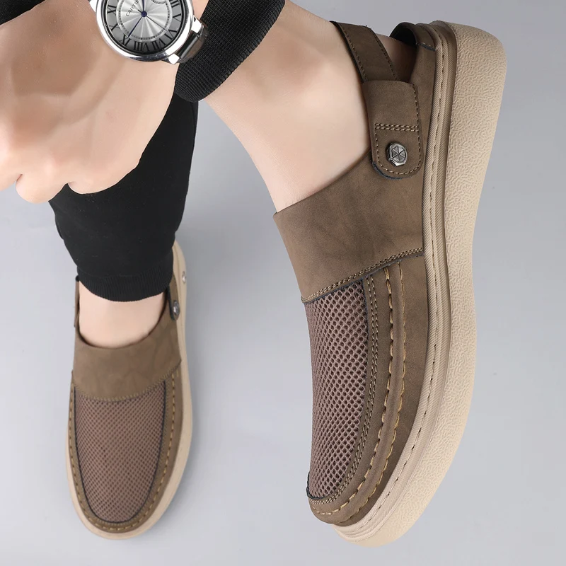 

Breathable Cool Mesh Men Summer New Two Wear Casual Shoes Comfortable Lightweight Breathable Daily Commuter Lazy Shoes