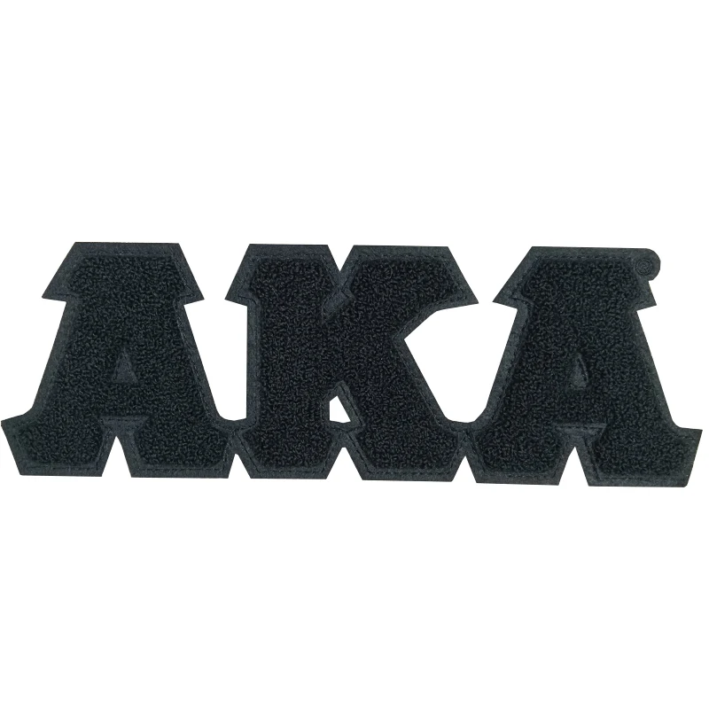 Large Size Chenille All Black AKA Sorority Pretty Ivy Leaf 1908 Aka Shield Chenille Embroidery Iron On Patch for Sweatshirt