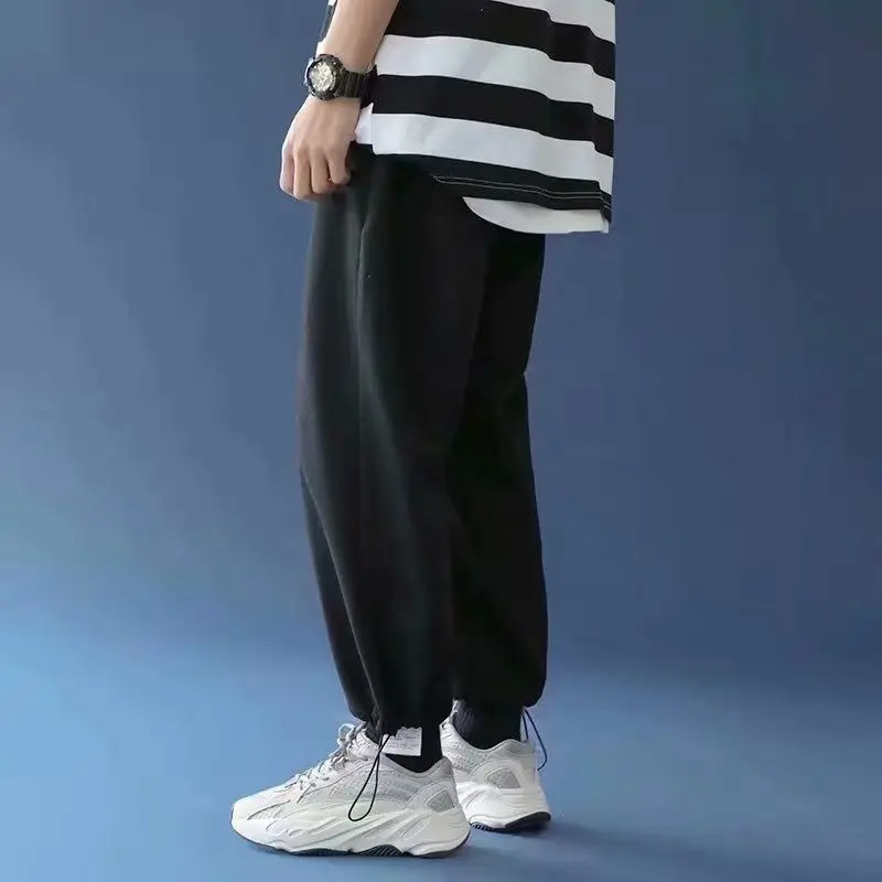 Celana Kargo Trendi Jepang Celana Remaja Lurus Katun Murni Kasual Kaki Lebar Longgar Pria