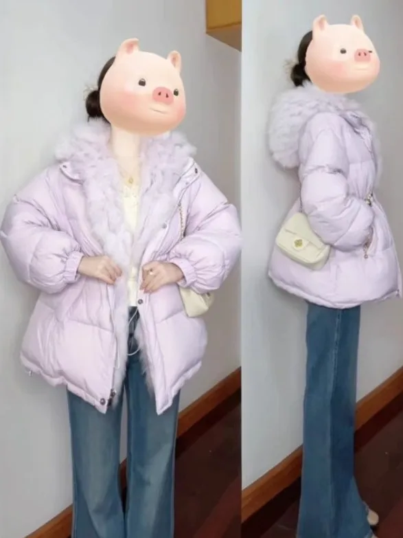 

Sli Unique Bread Sle Cotton Jaet Korean Version Long Sve Thiened Hooded Coat Faionable Winter Outerwear for Yo...