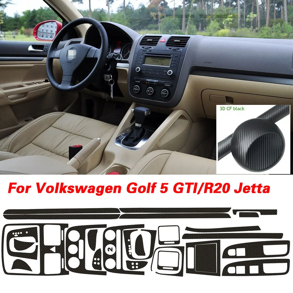 

For Volkswagen Golf 5 etta 2004-08 Interior Central Control Panel Door Handle Carbon Fiber Sticker Decals Car Styling Accessorie