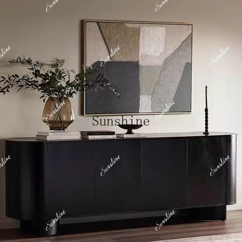 Nordic simple black dining side storage cabinet against the wall living room kitchen countertop furniture  FT