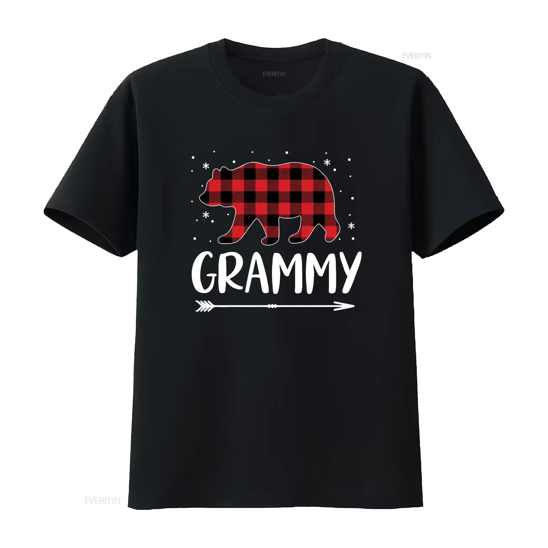 Red Plaid Grammy Bear Christmas Matching Family Pajama T shirt vintage Washed Breathable Stretched Top For Everyday Wear Unisex
