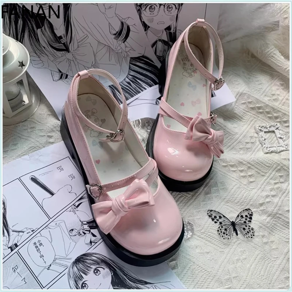 

Японская белая женская обувь на платформе, милые женские туфли Мэри Джейн на плоской подошве с круглой головкой, повседневные милые туфли-лодочки на высоком каблуке Jk