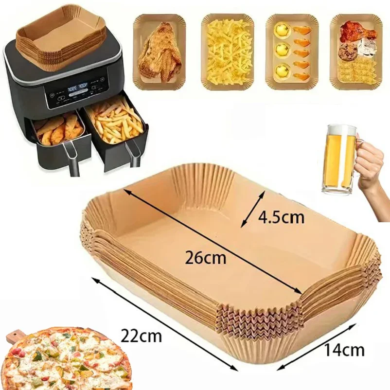 

Rectangle Disposable Air Fryer Paper, Oilproof Airfryer Cooking baking Paper for Manga Grill, Aerogrill Accessories HPMD006