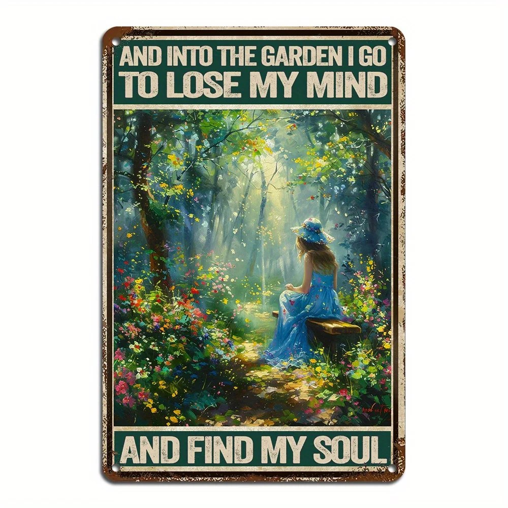 2D Flat - A Metal Art Card Measuring 8 by 12 Inches Or 20 by 30 Centimeters, Depicting a Scene of Wandering in The Garden