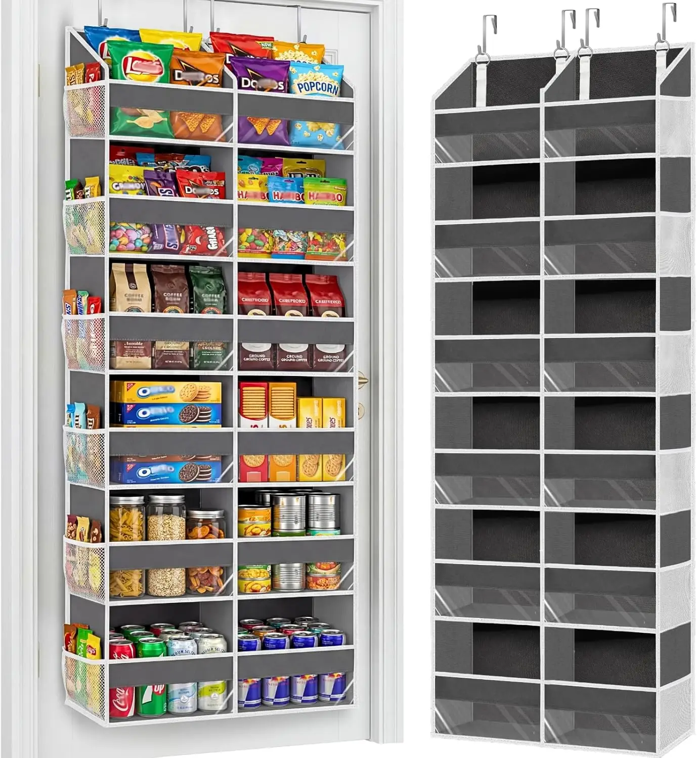 

Over the Door Organizer 6 Tiers, Extra Large Behind Door Storage of 12 Compartments, 80 lbs Weight Capacity Hanging Storage