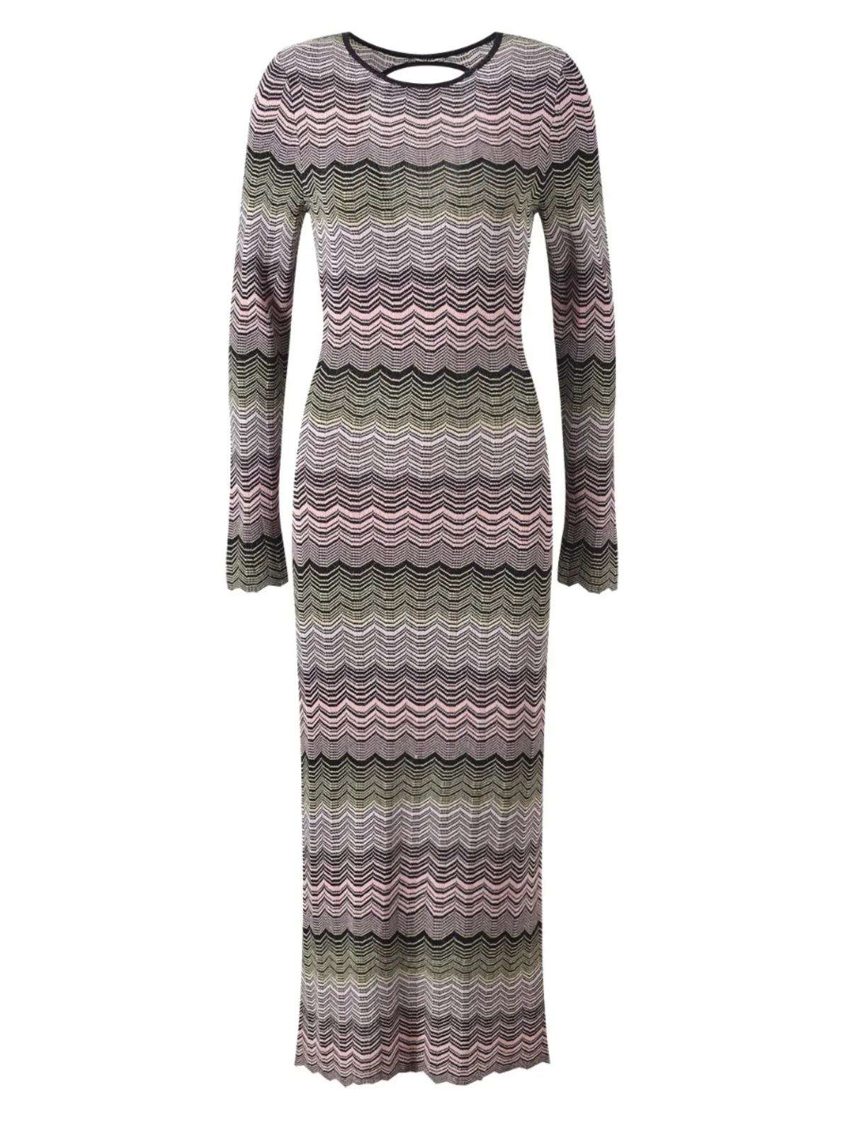 

Ele Long Knitted Dr Color Blo Wave Pattern Slimming Sexy Bal Casual Sle for Spring Summer Autumn Women's Faion