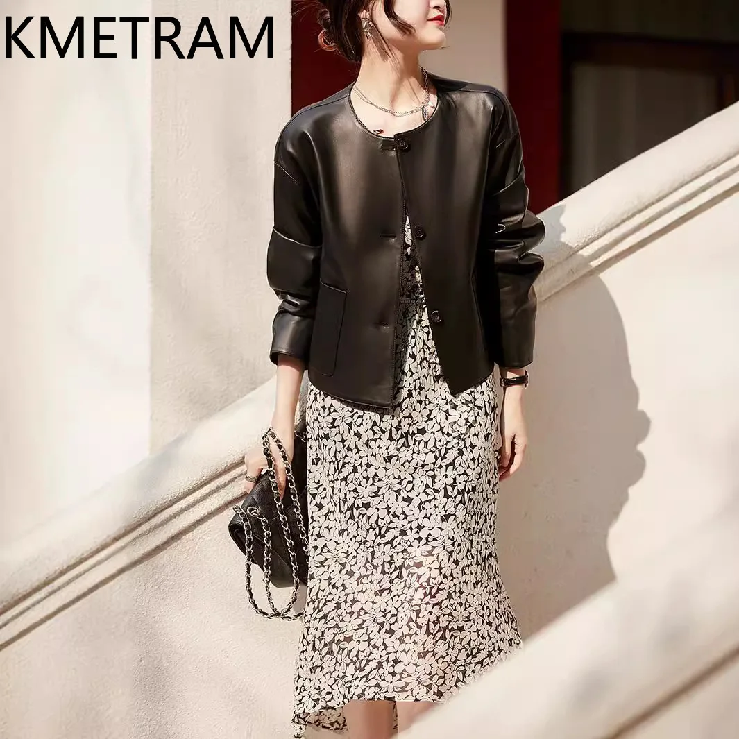 100% 天然シープスキンジャケット女性の高級ショート本革ジャケット女性の新アウター秋服 2025 Chaquetas