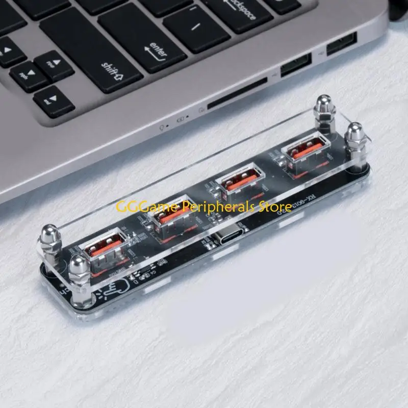 U55B Modern USB Charging Dock with 4 Port and Clear Acrylic Construction for Office