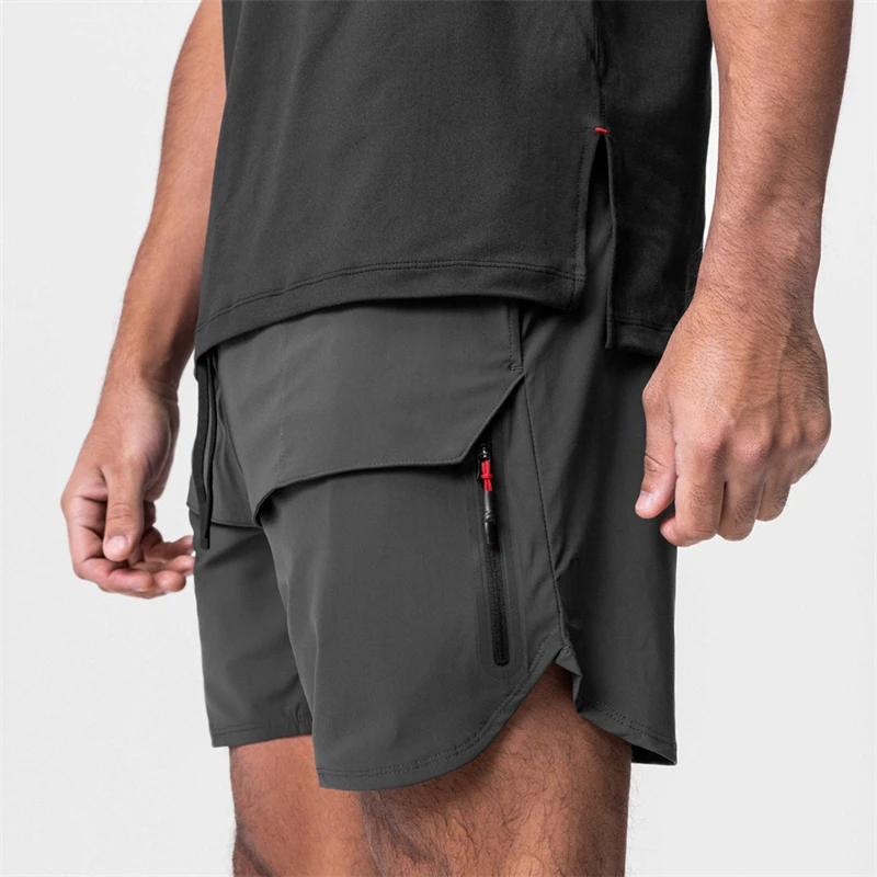 

NEW 2023 Mens Summer Sport Tech Shorts Multiple Zipper Pockets Quick Dry Running Shorts Gym Workout Training Fitness Short Pants