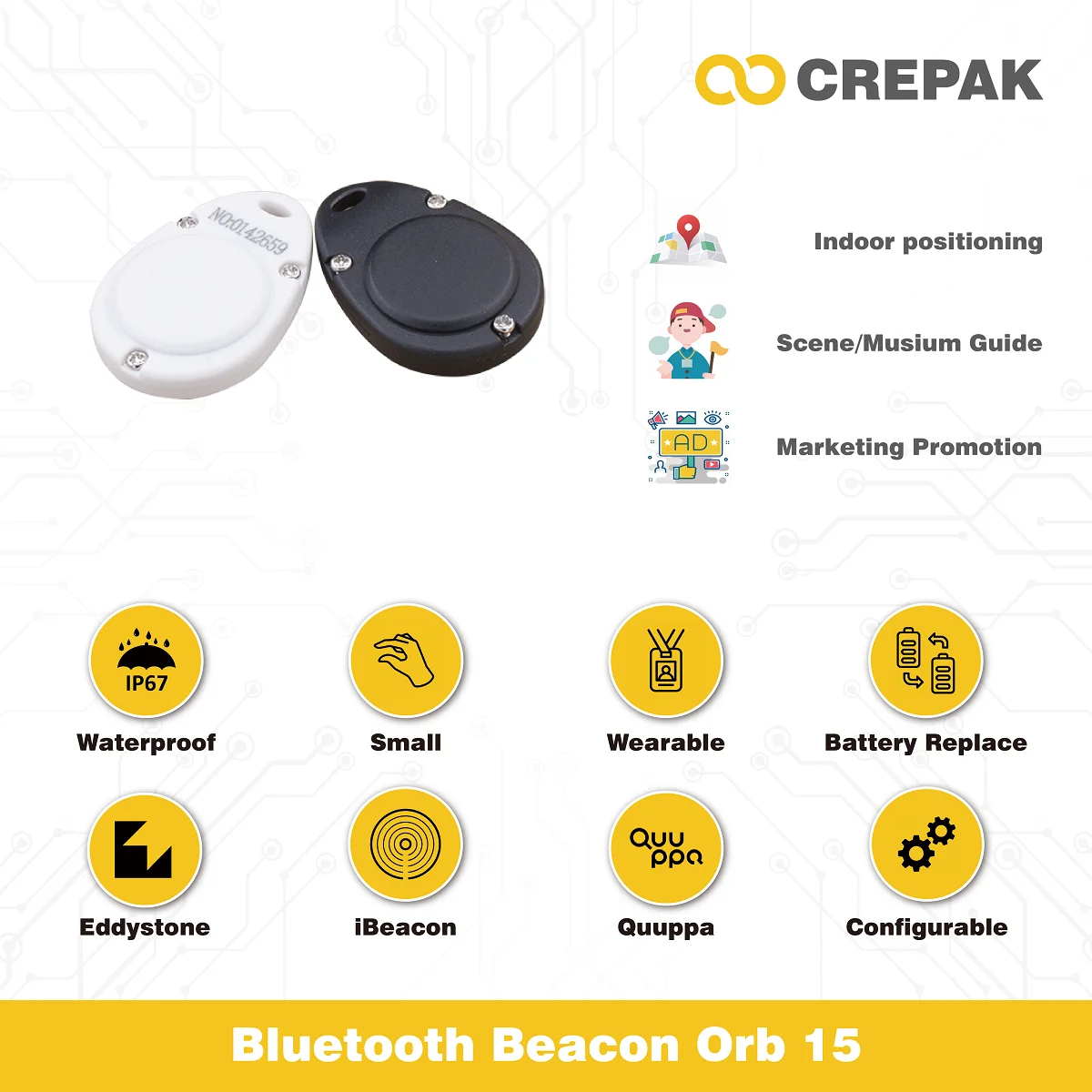 2 Tahun Baterai Tahan Air Kecil Bluetooth Dapat Diganti AOA Beacon/NRF 52810/Ibeacon/Eddystone/RFID Aktif/BLE 5.0 Tag Orb 15