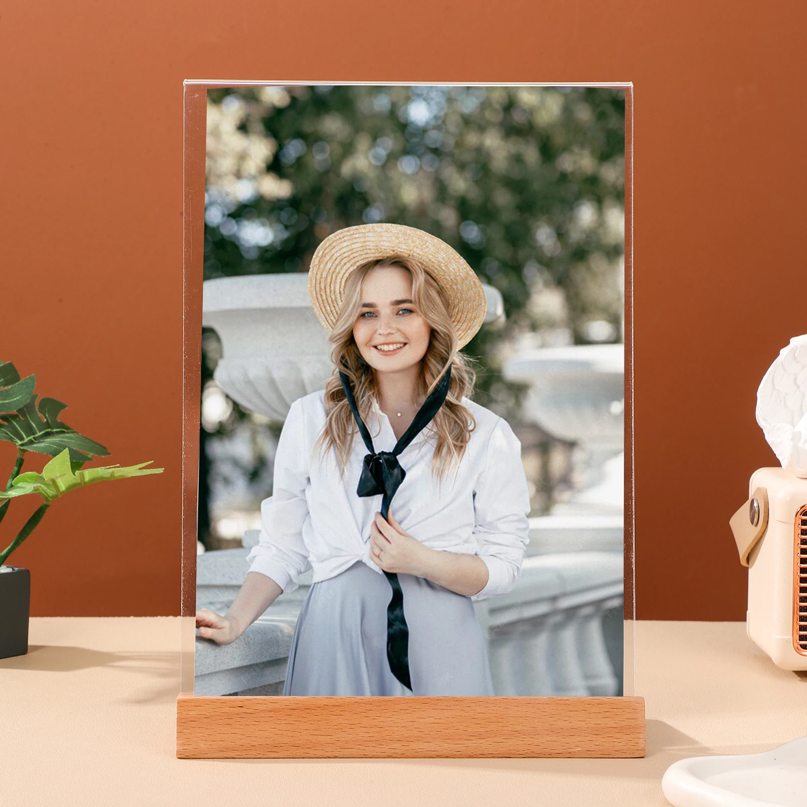 

2 Pcs Display Stands Tabletop Sign Holders Beech Wood Base Transparent Panel L Shaped Retail Menus Brochure Stand Desk