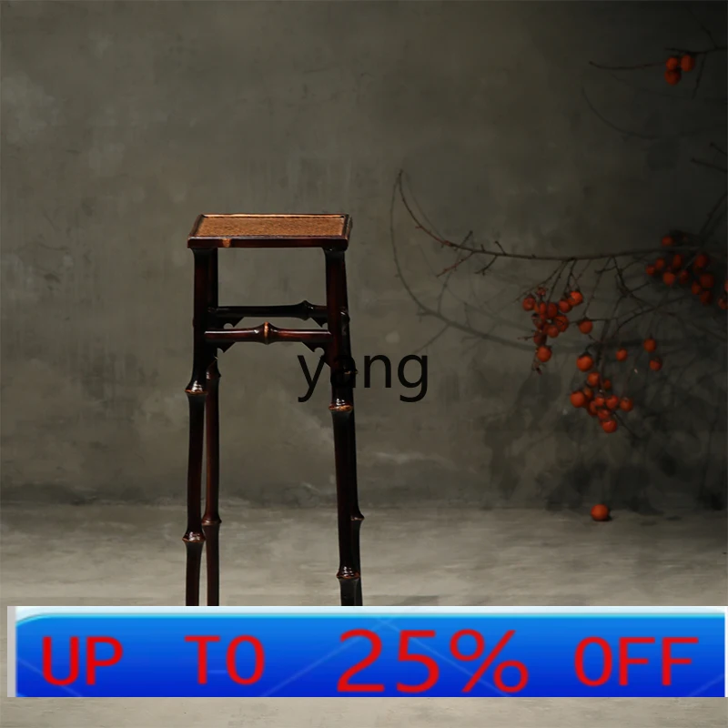 

LTT round bamboo antique flower stand, vase stand, Chinese flower table, piano diagram, incense burner stand