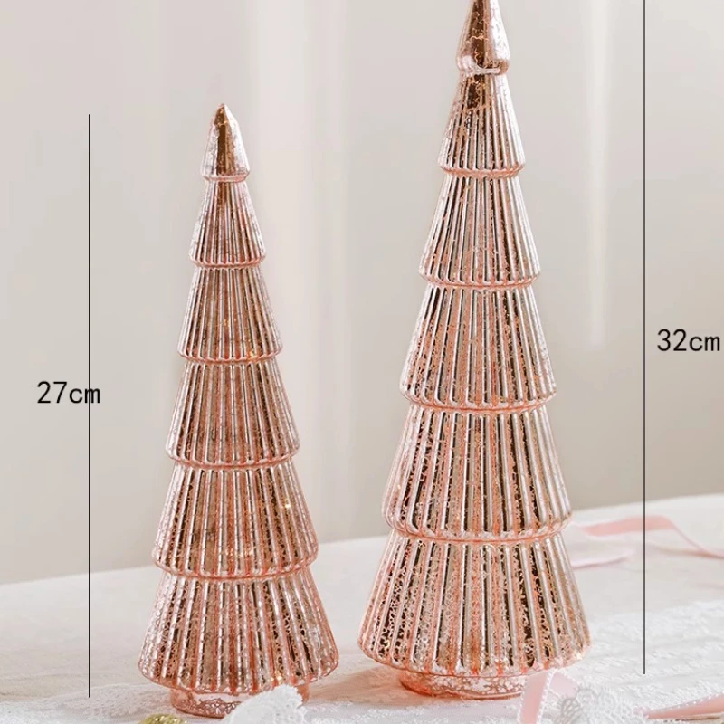 Glass Christmas Tree Ornaments Home Luminous Desktop Decoration Party Xmas Decorations Creative Glowing Festival Gifts for Kids