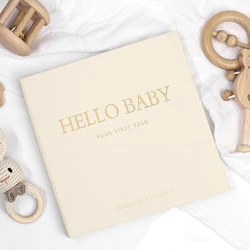 ERATOPIC Baby Memory Book Hello Baby Beige Keepsake gravidanza Record crescita primo anno Milestone Journal Album di ritagli