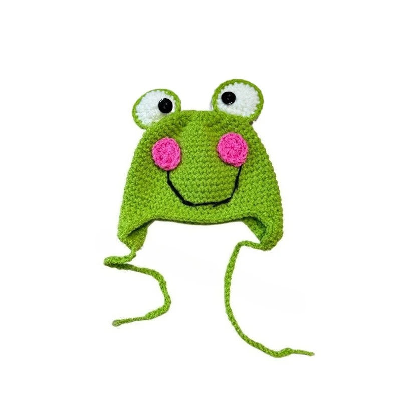 لينة اليدوية الكروشيه الطفل الضفدع قبعة الوليد التصوير الدعائم لطيف محبوك الحيوان بونيه الرضع صبي فتاة صورة تبادل لاطلاق النار زي