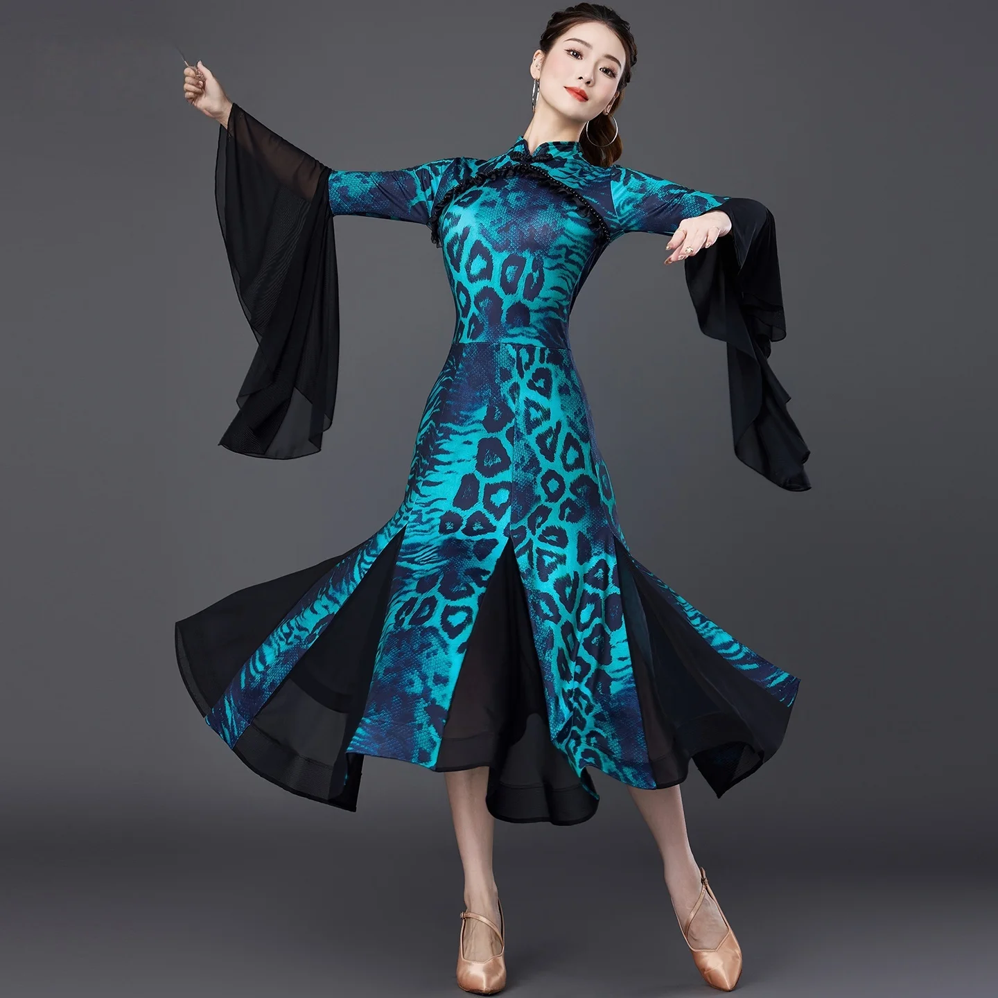 

2025 New Ballroom Dance Dress Leopard Performance Clothes Modern Social Competiton Women's Dress Adult Standard Waltz Dresses