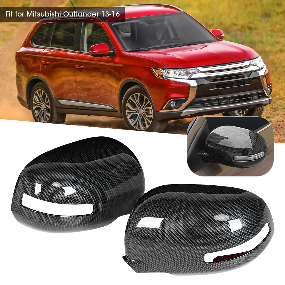 

1 Pair Side Mirror Cover Carbon Fiber Look ABS Shell For Mitsubishi Outlander 2013-2016 Left Right