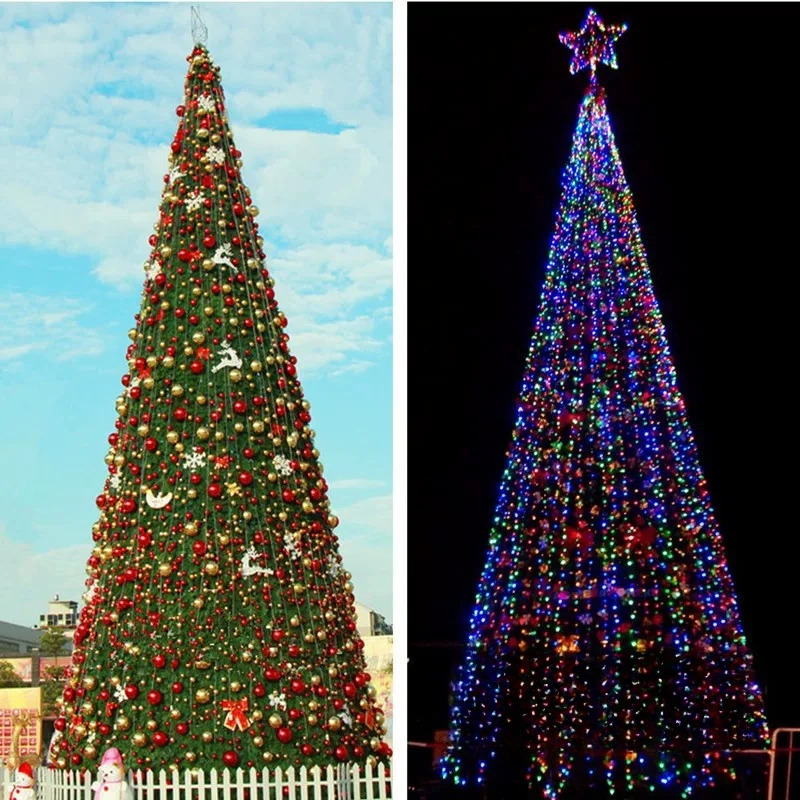 Oversized Luxury Outdoor Christmas Tree Complete Set 4m To 15m Large Xmas Tree Kit For Commercial Outdoor Holiday Layout